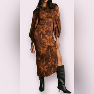 Farm Rio Brown Long-sleeve Dress NWY